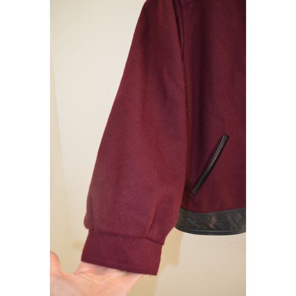 Vintage Burgundy Oversize Cropped Jacket Size Large - Picture 9 of 11